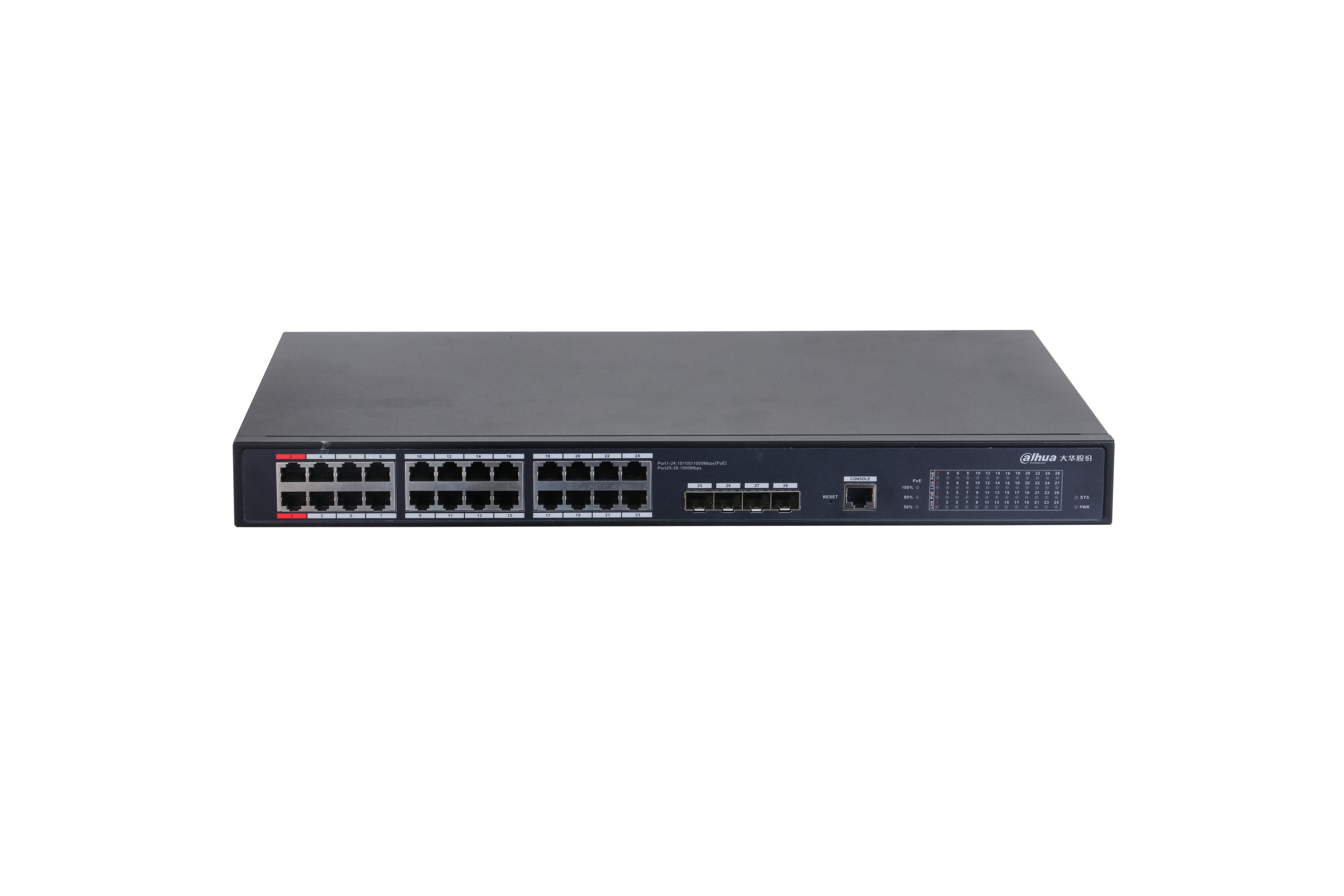 中文yl永利集团304am二层管理型全千兆PoE交换机DH-S4200-24GT4GF-375
